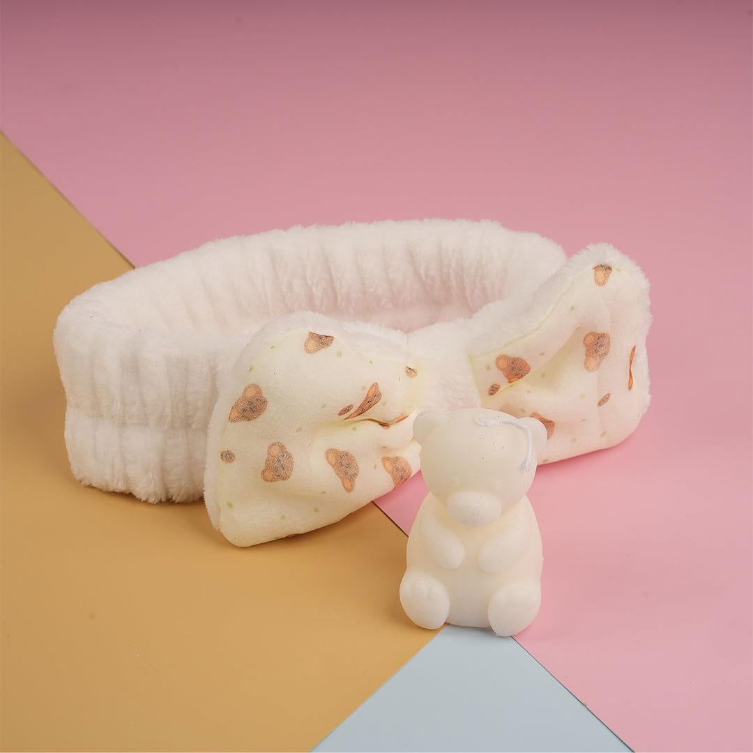 COFFRET | BANDEAU MAQUILLAGE + BOUGIE OURS BEIGE - Mayshka