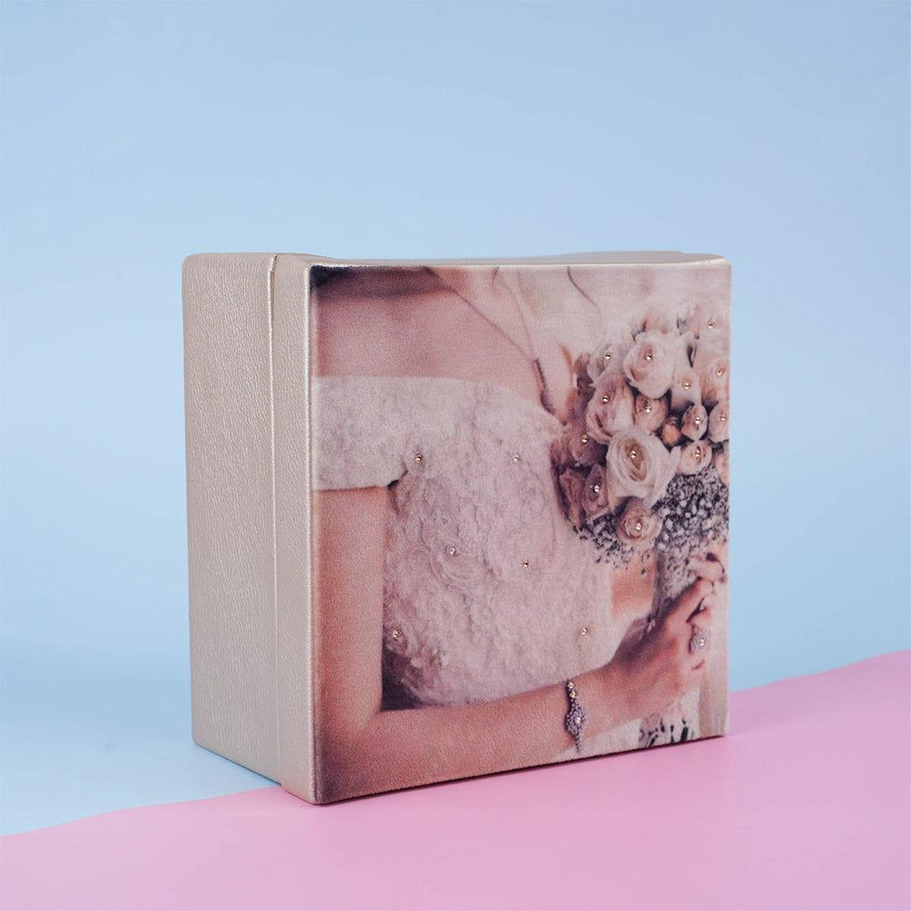 COFFRET | BOITE EN CUIR ET FAUX DAIM WHITE FLOWER - Mayshka